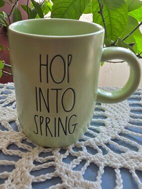 Rae Dunn Hop Into Spring Artesian Collection Coffee Cup Green 16+ Oz By Magenta
